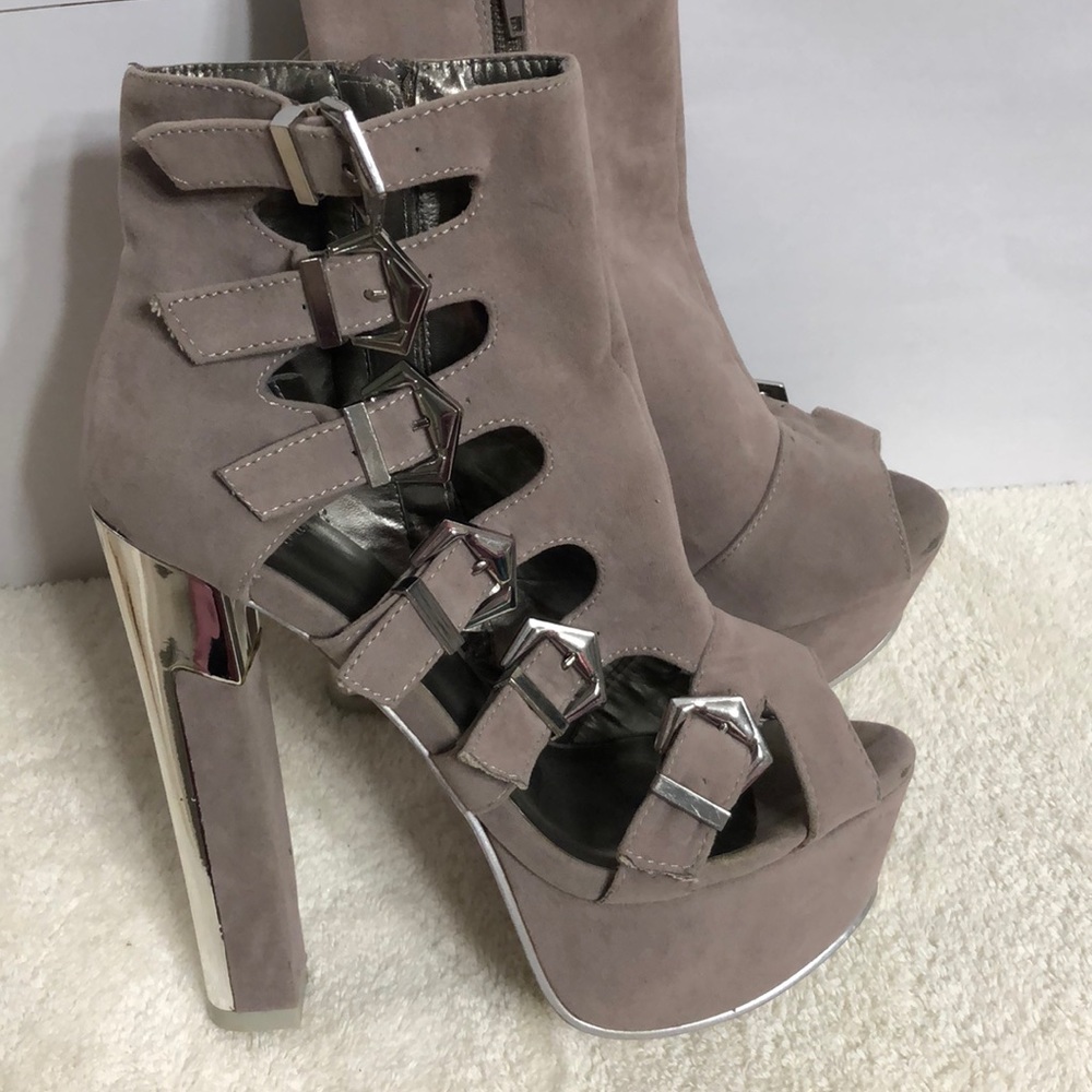 Faux Velvet Heels